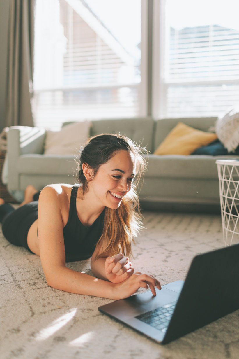 Woman Working Out at Home